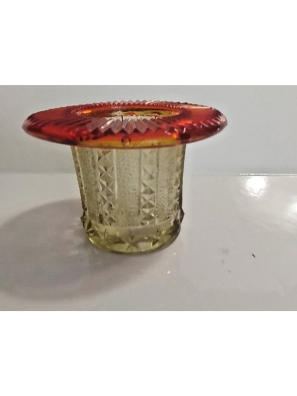 Kanawha Glass Top Hat Votive Candle/Toothpick Holder Amberina